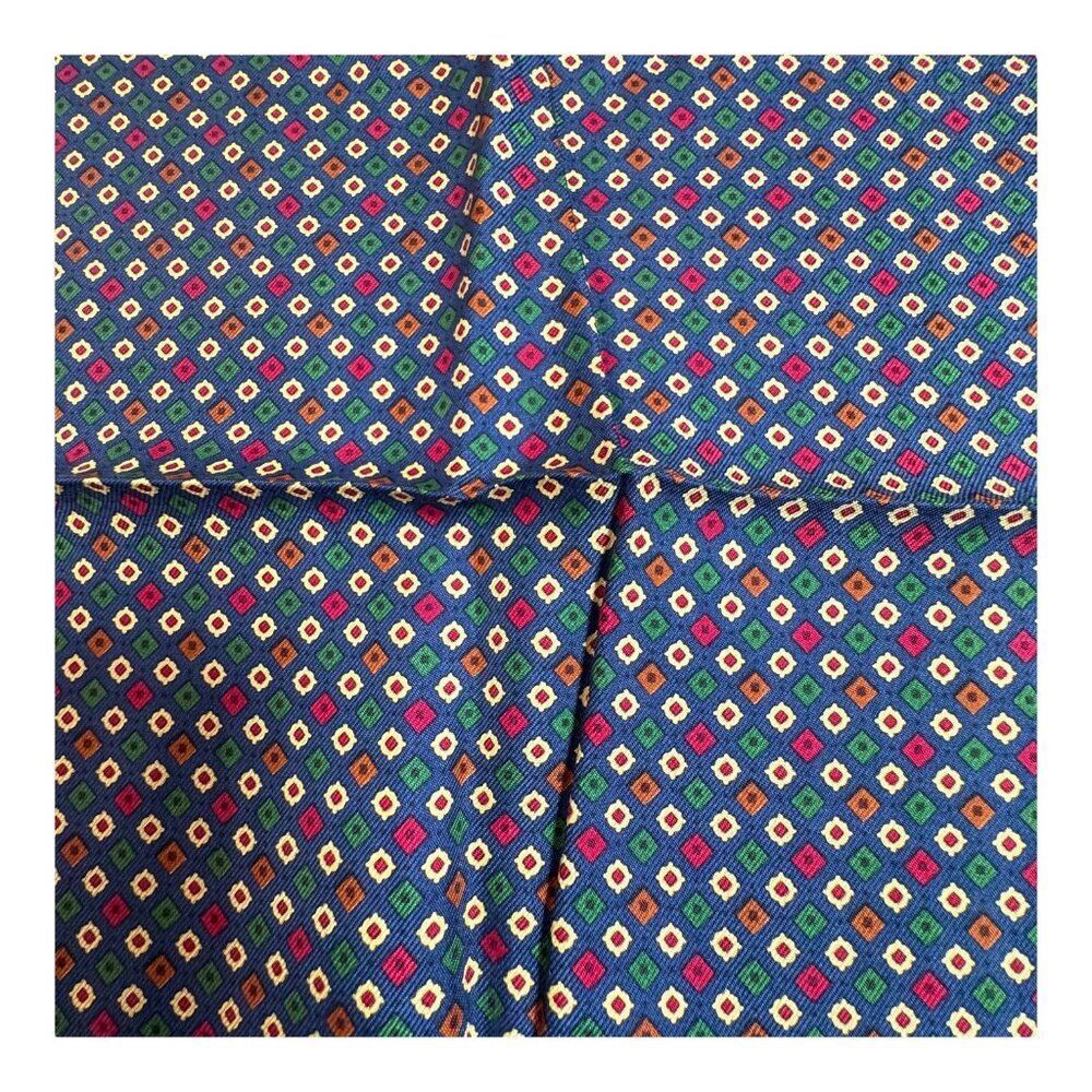 Burberry Vintage Italy-Made 100% Silk Pocket Square Handkerchief Scarf Geometric
